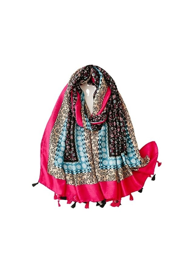 Mode Polka Floral Chaîne Gland Viscose Châle Écharpe Lady Wrap Pashmina Étole Musulman Hijab