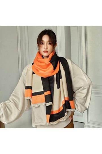 WYCSDD Épais Hiver Chaud Cachemire Pashmina châle Femmes écharpe épissure géométrique avec Gland Femme Foulard étoles Poncho,