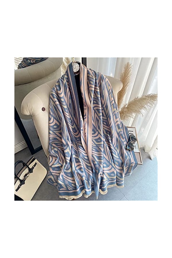 WYCSDD Épais et Chaud Cachemire châle écharpe Femmes Imprimer Pashmina Foulard Wrpas Hijab Femme Hiver Couverture chaînes 180