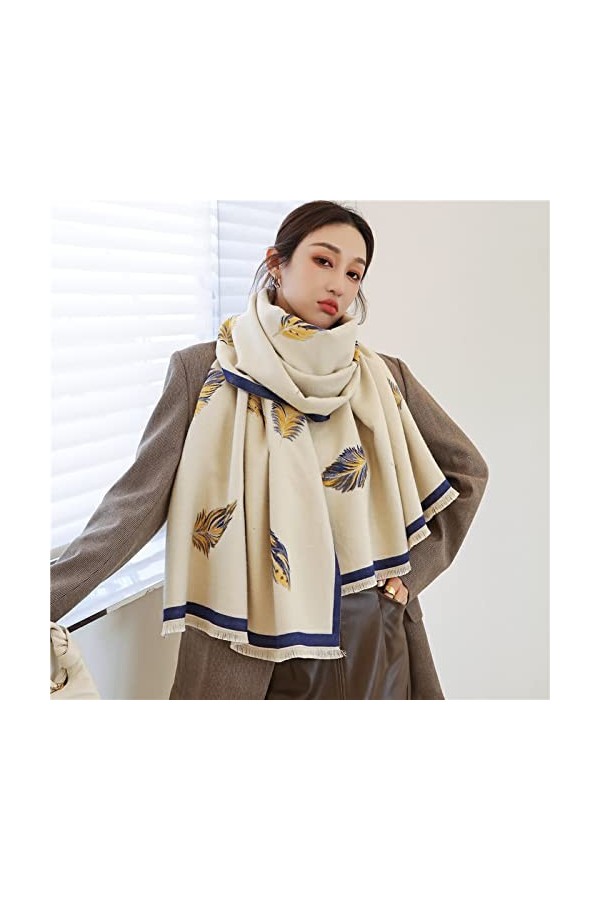 WYCSDD Épais Chaud Hiver Écharpe Conception Imprimer Femmes Cachemire Pashmina Châle Dame Wrap Écharpes Femme Foulard Couvert