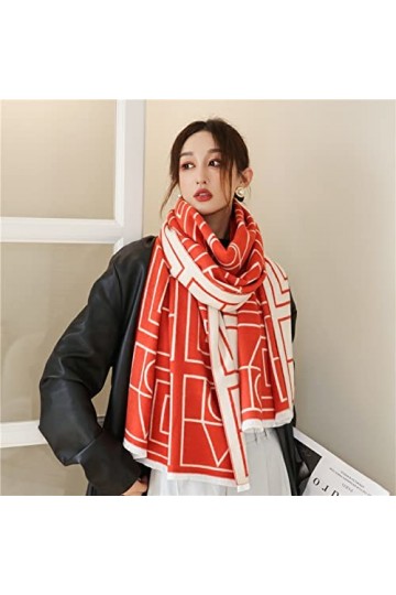 WYCSDD Nouveau Hiver Gland Cachemire Pashmina Écharpe Chaude Femmes Double Face Épaisse Impression Couverture Châle Wrap Femm