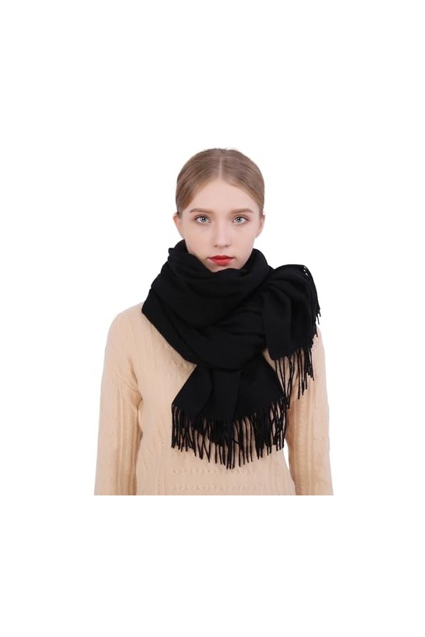 RIIQIICHY Femmes Écharpe Pashmina Châles Etole Hiver Longues Grande Chauds Écharpes Noir