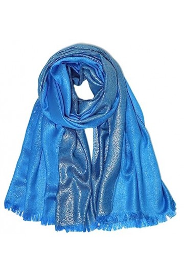 Gragengs Châles et écharpes pashmina métalliques scintillantes pour femme - Longue écharpe de fête - Couleur unie - Deux tons