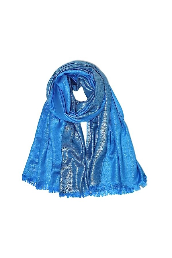 Gragengs Châles et écharpes pashmina métalliques scintillantes pour femme - Longue écharpe de fête - Couleur unie - Deux tons