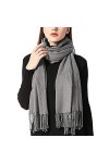 Lucpetk Cosy Écharpe super douce et lisse imite Pashmina Protection contre le froid pour femme Élégant pompon pour toutes les