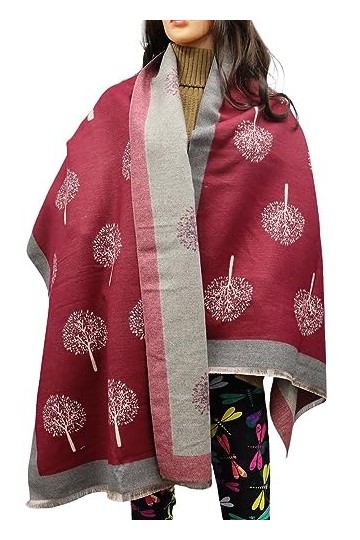 Écharpe dhiver pour femme, motif arbre de vie, châle pashmina réversible doux au toucher, écharpes, couverture, mûrier, gran