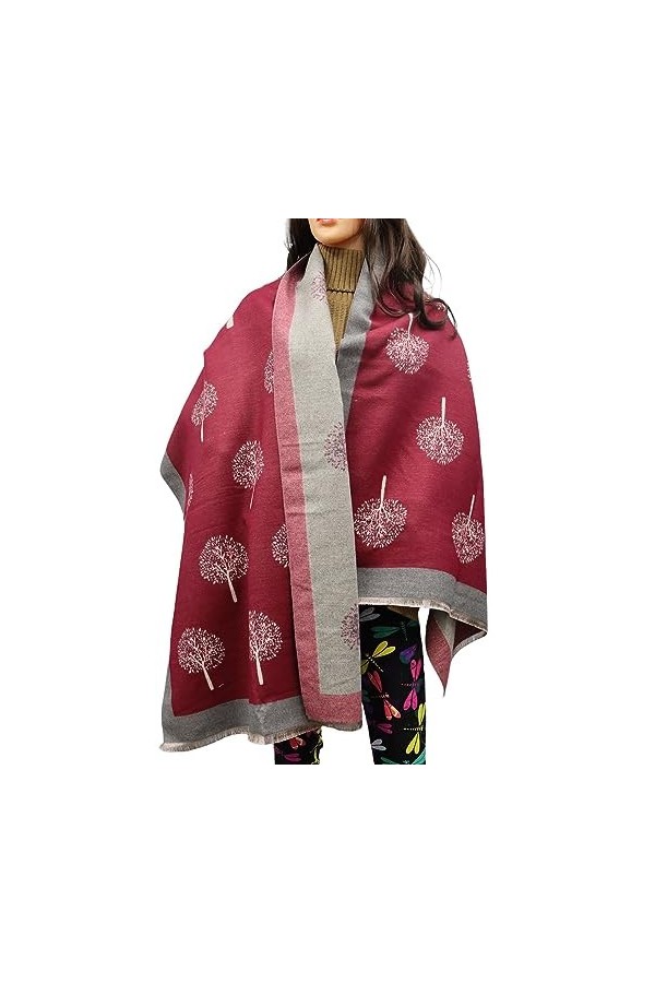 Écharpe dhiver pour femme, motif arbre de vie, châle pashmina réversible doux au toucher, écharpes, couverture, mûrier, gran
