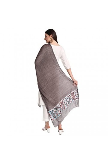 Grande écharpe Kani pour femme en faux pashmina pure laine indienne surdimensionnée super douce, gris