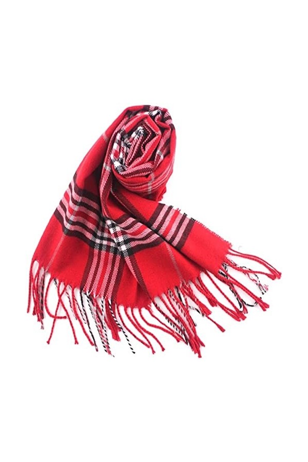CJ Apparel Pashmina Écharpe de seconde avec motif tartan népalais, Rouge écossais, taille unique