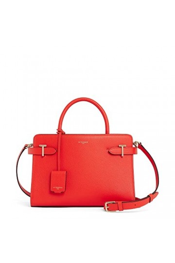 Le Tanneur, sac à main moyen modèle, sac bandoulière, en cuir grainé, emilie, femme, 2 poches plates, 2 poches zippées, poche