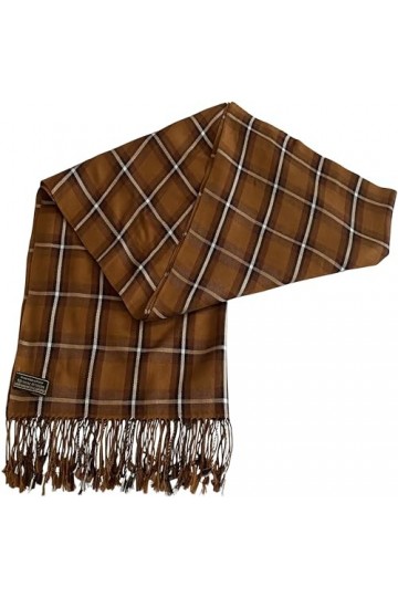 CJ Apparel Pashmina Écharpe de seconde avec motif tartan népalais, Tartan marron, taille unique