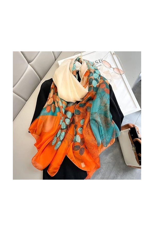 XKUN Écharpe Femmes Écharpe Floral Siclages De Soie Châles Enveloppe Les Hijabs Féminins Pashmina Frontard Bandana Cou Hijabs