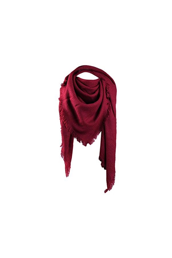 sourcing map Châle Dame foulard enveloppement chaud hiver Pashmina franges glands Soft Bourgogne 55 1/8 x 52 3/4
