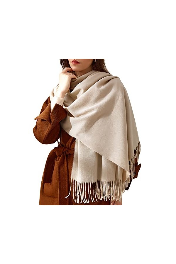 Femmes Longue Écharpe Large Etoleavec Franges Élégante Écharpe pour Femme en Imitation Cachemire Écharpe dhiver Écharpe Tiss