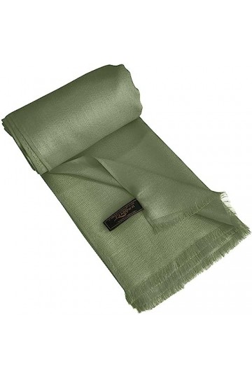 CJ Apparel Écharpe de couleur unie avec franges népalaises et secondes Motif étole, Vert Sauge foncé, Talla Única