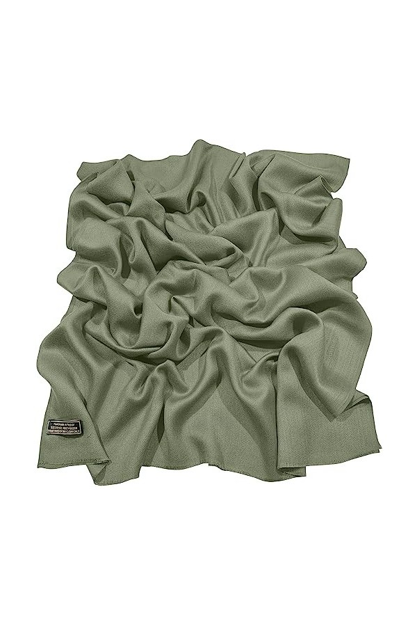 CJ Apparel Écharpe de couleur unie avec franges népalaises et secondes Motif étole, Vert Sauge foncé, Talla Única