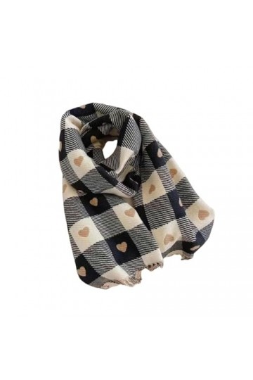Écharpe DHiver Femme Heart Check Cashmere Scarpe Hiver Écharpe Chaude Et Châle À Franges Longs Couverture Pashmina À La Mode