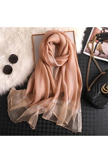 UKKO écharpe École De Soie DÉté pour Femmes Taille Longue Pashmina Dame Châle Châle Féminin Bandana Foulard Hijabs Solide So