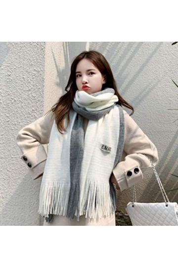 UKKD écharpe Épaisseur Cachève Écharpes Foulards Femmes Coton Chaud Poncho Châle Dame Patchwork Pashmine Pompette