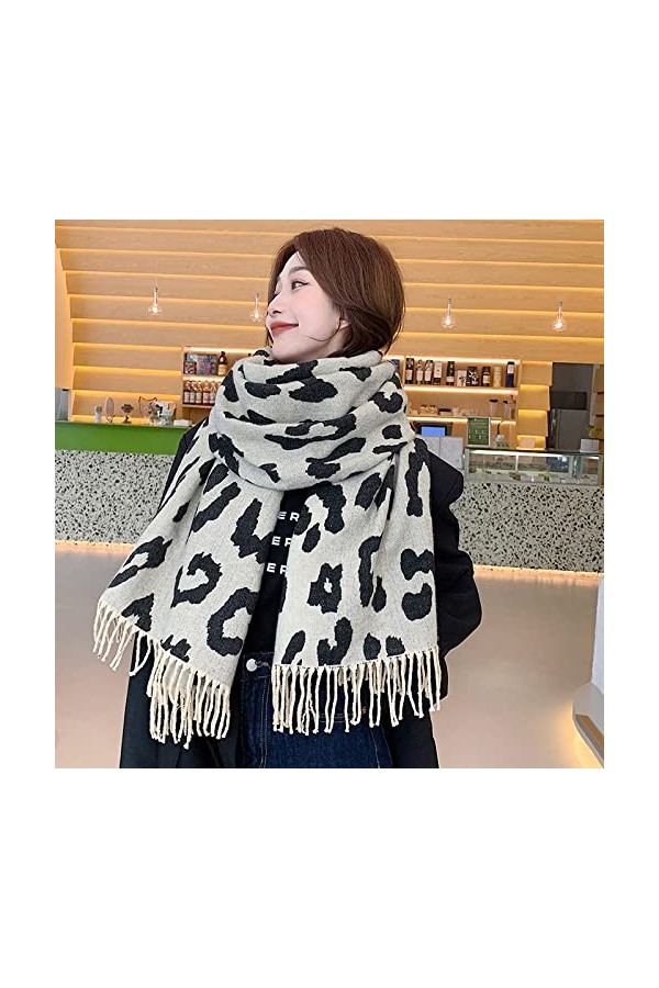 Femme Hiver Long Grande Echarpes,Femmes Pashmina Sensation Écharpes Écharpes Thermiques Douces Impression De Vache Épaisse Et