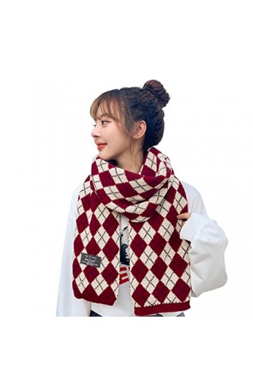 Femme Hiver Long Grande Echarpes,Femmes Pashmina Se Sentir Écharpes Écharpes Thermiques Douces Rouge Blanc Imprimé À Carreaux