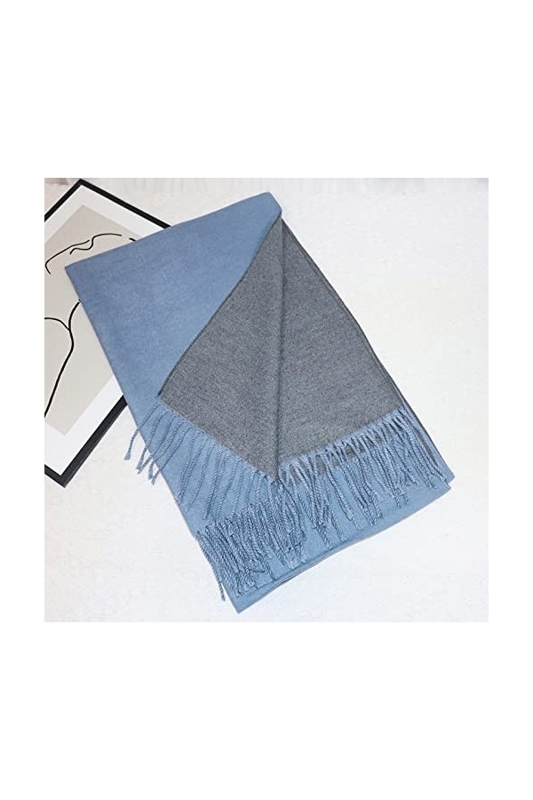 Femme Hiver Long Grande Echarpes,Femmes Pashmina Sensation Écharpes Écharpes Thermiques Douces Brume Bleu Double Face Écharpe