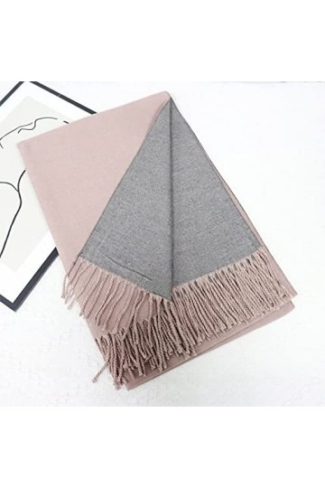 Femme Hiver Long Grande Echarpes,Femmes Pashmina Sensation Écharpes Écharpes Thermiques Douces Poussiéreux Rose Faux Cachemir