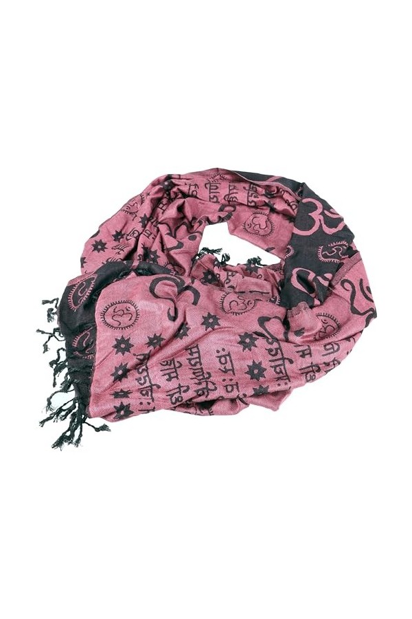 GURU SHOP Pashmina Écharpe/étole en viscose avec motif OM, pour homme/femme, jaune, synthétique, taille : taille unique, écha