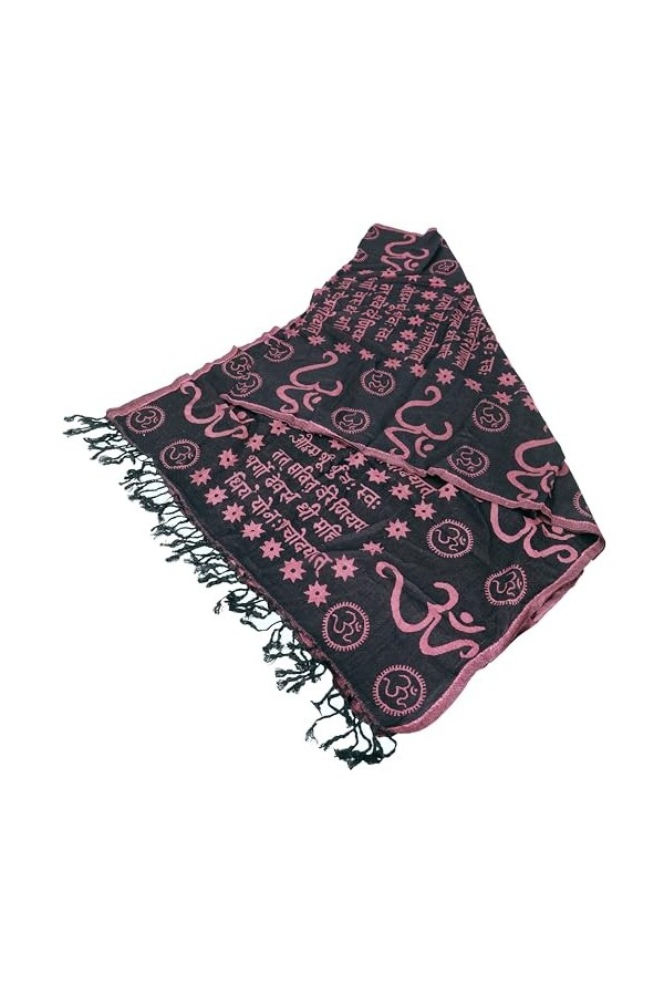 GURU SHOP Pashmina Écharpe/étole en viscose avec motif OM, pour homme/femme, jaune, synthétique, taille : taille unique, écha