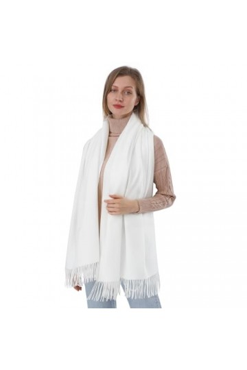 ACNCN Écharpe pashmina en cachemire pour femme - 300 g - Extra large - Épais - Pour lhiver, blanc, 200cm*70cm