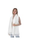 ACNCN Écharpe pashmina en cachemire pour femme - 300 g - Extra large - Épais - Pour lhiver, blanc, 200cm*70cm