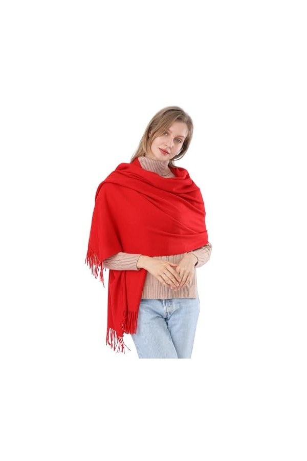 ACNCN Écharpe pashmina en cachemire pour femme - 300 g - Extra large - Épais - Pour lhiver, blanc, 200cm*70cm