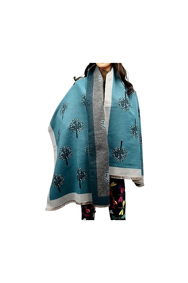 Écharpe dhiver pour femme, motif arbre de vie, châle pashmina réversible doux au toucher, écharpes, couverture, mûrier, gran