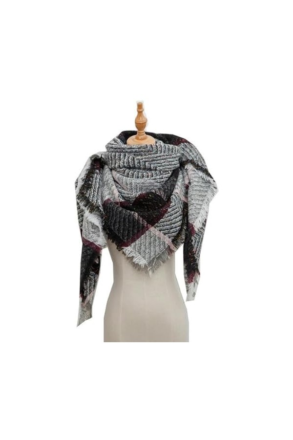 KOSTEN Écharpe Thermique Tripped Printemps Hiver Femmes Foulard Plaid Plaid Cachemire Chaleureux Châles Châles Noueur Bandana