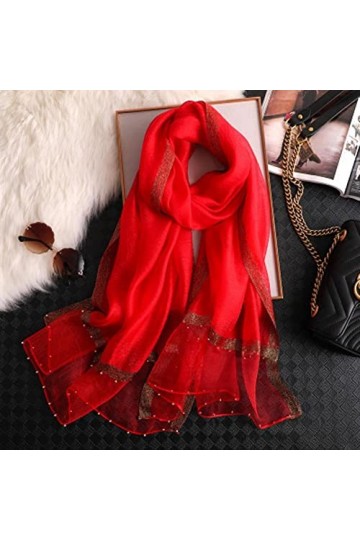 UKKO écharpe École De Soie DÉté pour Femmes Taille Longue Pashmina Dame Châle Châle Féminin Bandana Foulard Hijabs Solide So