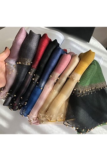 UKKO écharpe École De Soie DÉté pour Femmes Taille Longue Pashmina Dame Châle Châle Féminin Bandana Foulard Hijabs Solide So