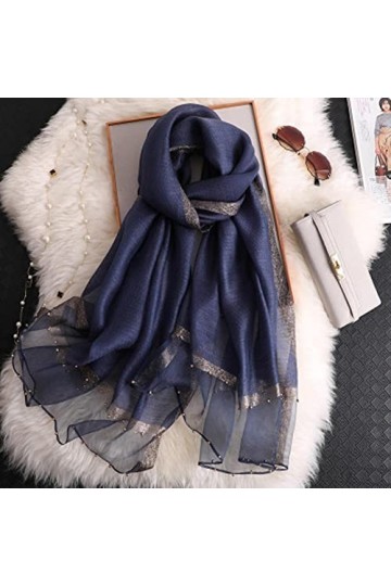UKKO écharpe École De Soie DÉté pour Femmes Taille Longue Pashmina Dame Châle Châle Féminin Bandana Foulard Hijabs Solide So