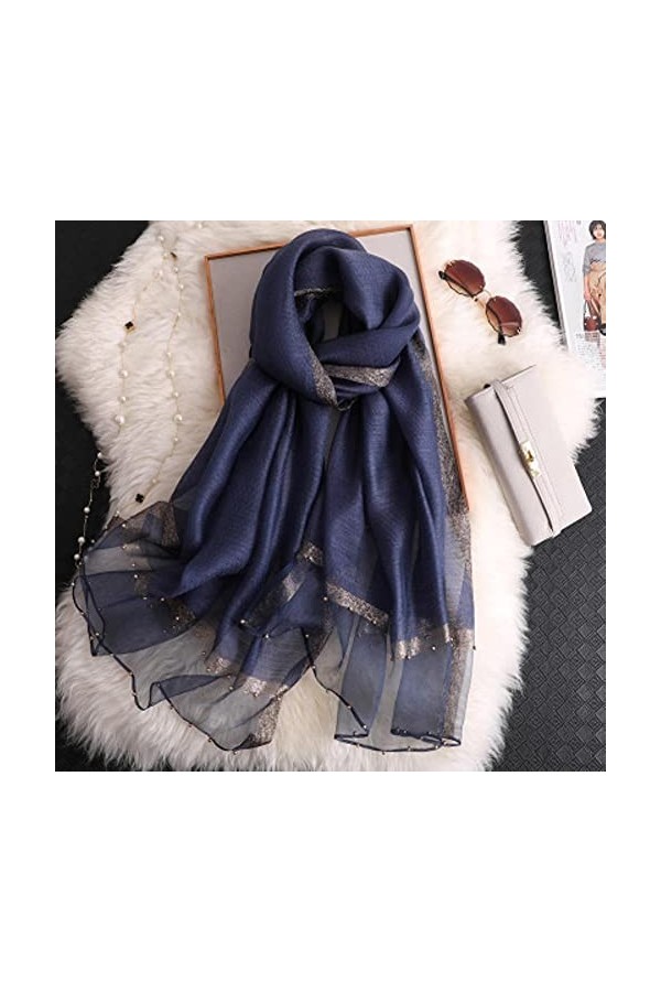 UKKO écharpe École De Soie DÉté pour Femmes Taille Longue Pashmina Dame Châle Châle Féminin Bandana Foulard Hijabs Solide So