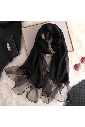 UKKO écharpe École De Soie DÉté pour Femmes Taille Longue Pashmina Dame Châle Châle Féminin Bandana Foulard Hijabs Solide So