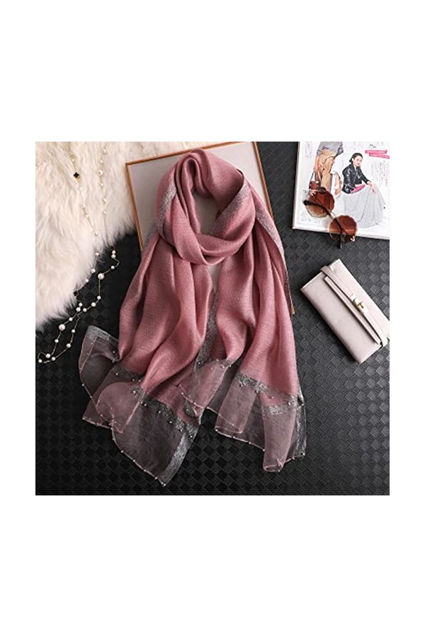UKKO écharpe École De Soie DÉté pour Femmes Taille Longue Pashmina Dame Châle Châle Féminin Bandana Foulard Hijabs Solide So