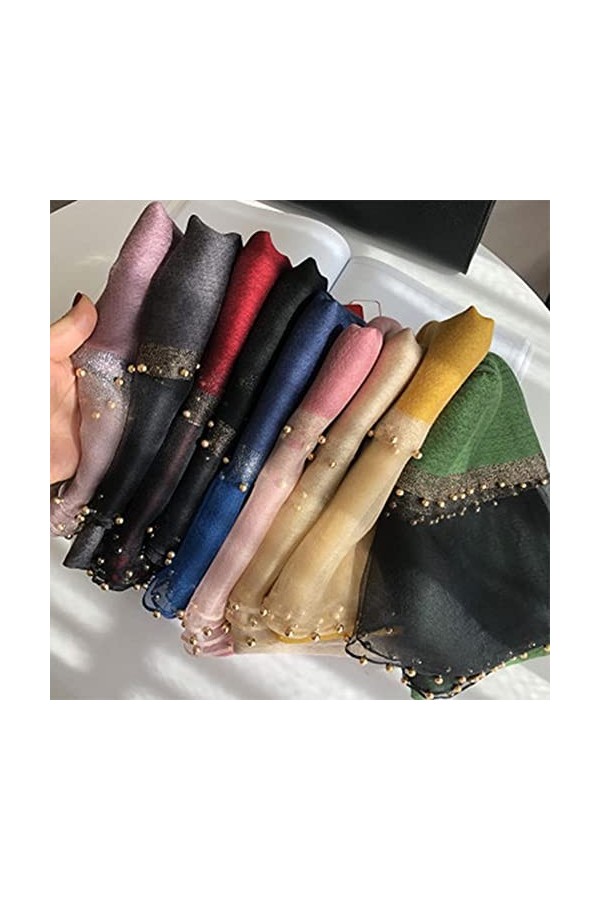 UKKO écharpe École De Soie DÉté pour Femmes Taille Longue Pashmina Dame Châle Châle Féminin Bandana Foulard Hijabs Solide So