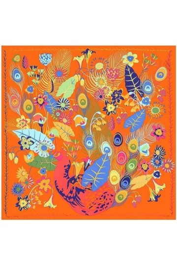 MorrEz 130cm Echarpe Soie Écharpe Écharpe Écharpe Mode Pashmina Design Paon Plume Femmes Châle Bandana Kerchief Foulards-4