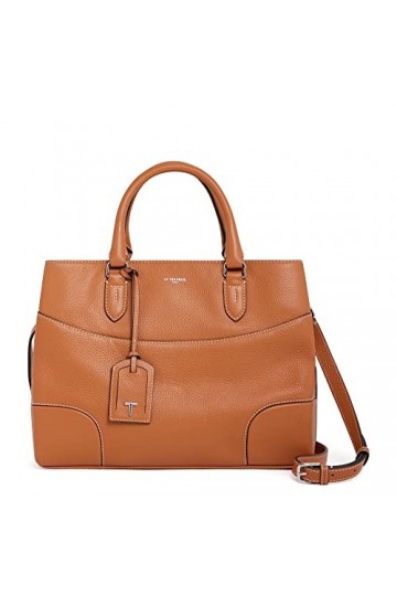Le Tanneur, grand sac à main, porté main, en cuir grainé, romy, femme, poche plate, 3 compartiment dont central zippé, poche 
