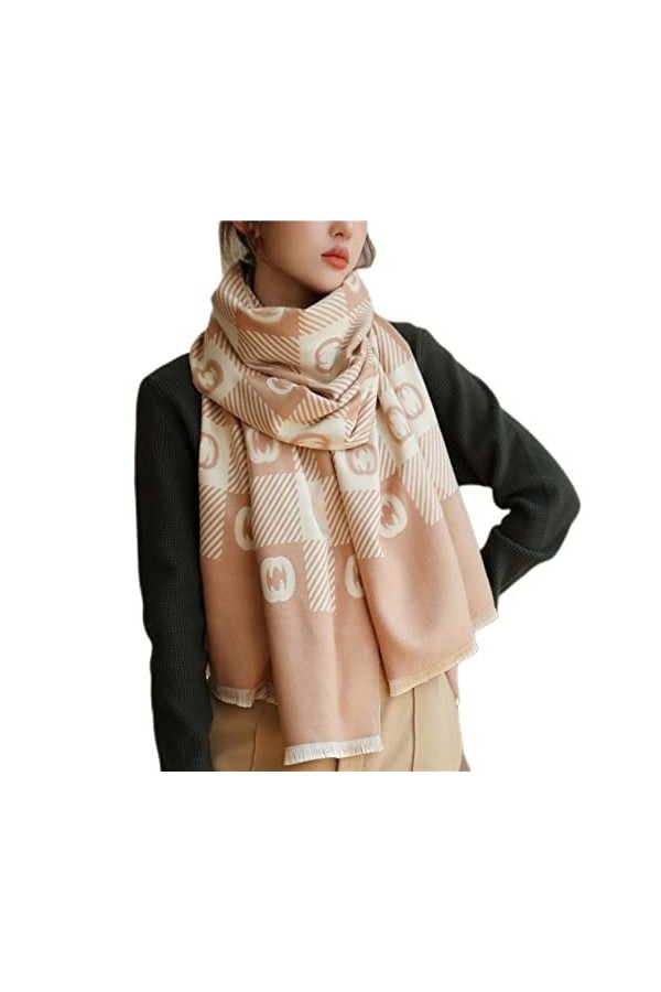 KUNIUO Écharpe en Cachemire Chaude dhiver À Carreaux De Luxe Couverture pour Femmes Pashmina Écharpe Carrée Épaisse Dames Ch