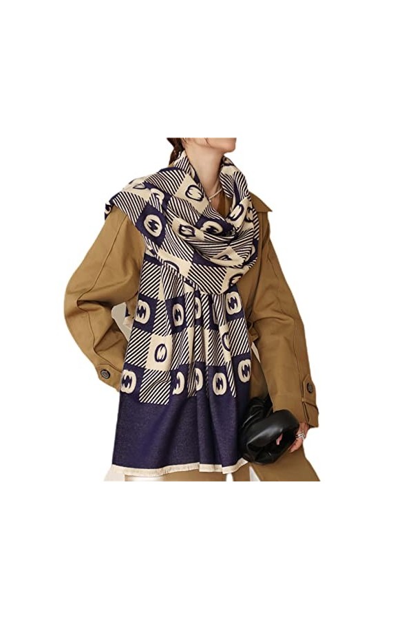 KUNIUO Écharpe en Cachemire Chaude dhiver À Carreaux De Luxe Couverture pour Femmes Pashmina Écharpe Carrée Épaisse Dames Ch