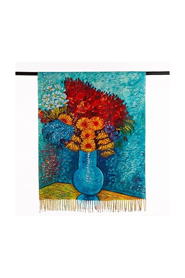 KUNIUO Écharpe en Cachemire Floral Imprimé Numérique Double Face Femme Décontractée Pashmina Châle Wrap Dames Hiver Couvertur