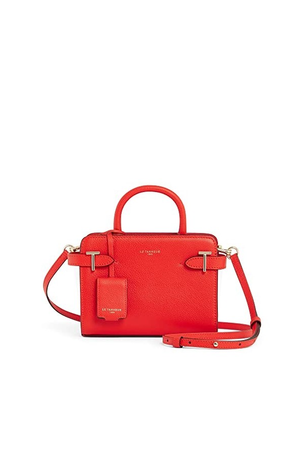 Le Tanneur, mini sac à main, sac bancoulière, en cuir grainé, émilie, femme, deux poignées, bandoulière amovible et ajustable
