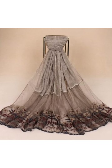 MORYEN Mode uni dentelle Hijab, printemps automne solide Wrap Pashmina écharpe Floral Patchwork coton châle écharpe écharpes 