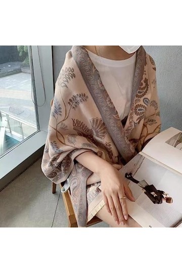 Châle réversible surdimensionné pour femme - Écharpe thermique épaisse - Multifonctionnel - Cadeau pour femme, kaki, M