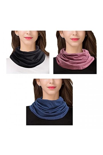 UK_Stone Écharpe tube pour femme 30 % soie 70 % laine Rayures unies Col amovible - Multicolore - Taille unique